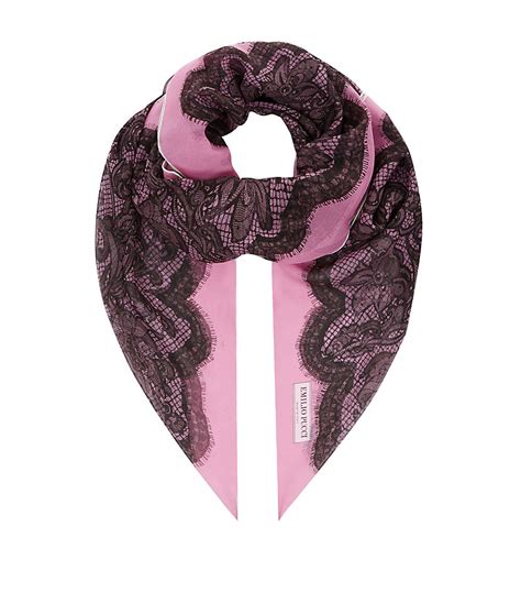 Emilio Pucci Lace Print Silk Scarf In Pink Lyst