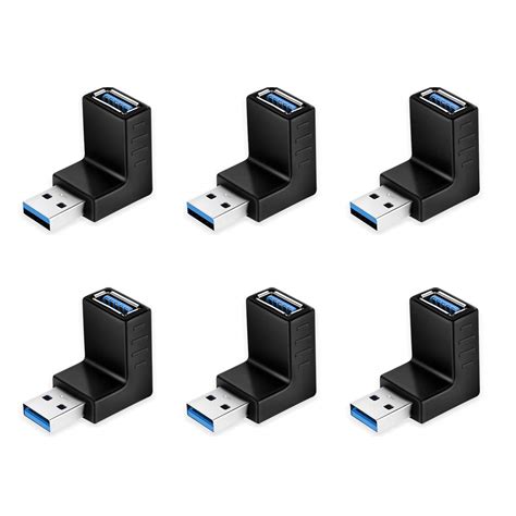 Buy 6 Pack Eluteng Usb 30 90 Degree Right Angle Usb Extender Adapter