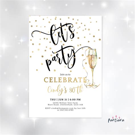 Lets Party Invitation Diy Editable Adult Birthday Invites Etsy