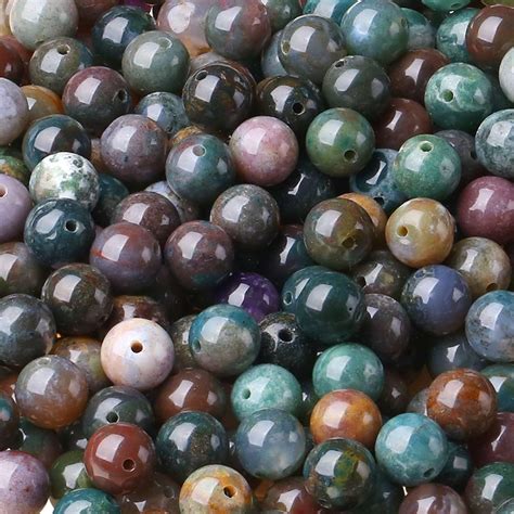 Laidanla Indian Agate Mm Natural Stone Beads Round Loose Gemstone