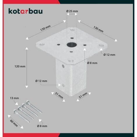 KOTARBAU Support Poteau a Visser 50 x 50 mm Carré Manchon de Sol