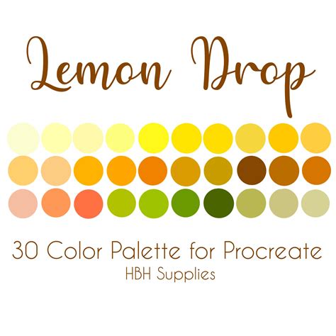 Lemon Drop Procreate Palette Yellow Procreate Swatch Procreate Swatch