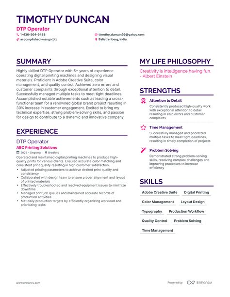 Successful Dtp Operator Resume Examples And Writing Tips For