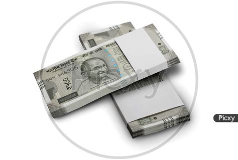 Image Of Indian Currency Rupee Bank Notes Bundle On White