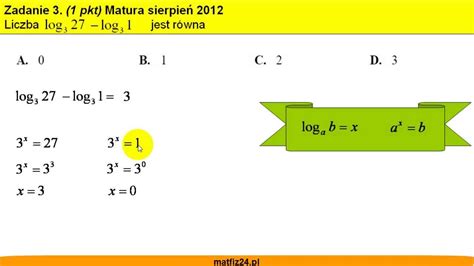 Matura z matematyki sierpień 2012 zad 3 Logarytmy Matfiz24 pl