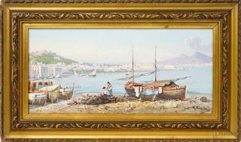 Golfo Di Napoli Gouache Su Carta Cm 20x43 Firmato Y Gianni Entro