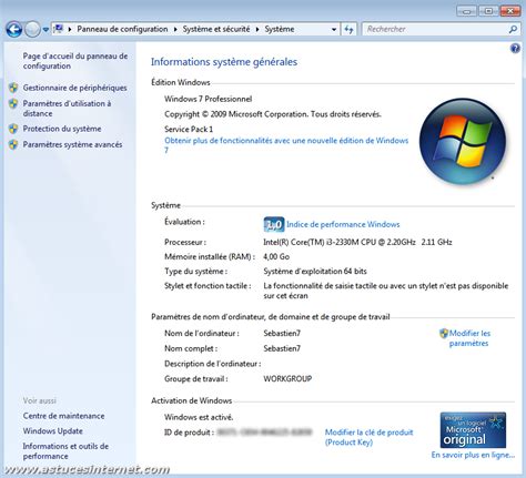 Système Système Dexploitation Windows 7 Panneau De Configuration