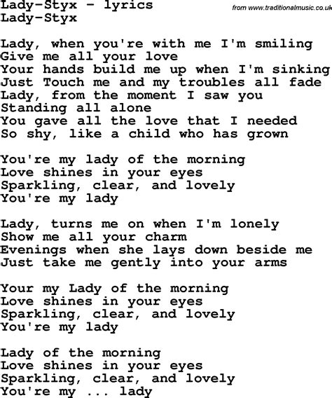 Love Song Lyrics for:Lady-Styx