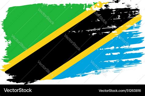 Tanzania Flag Wide Brush Stroke On Transparent Vector Image