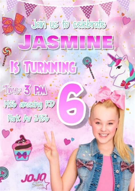 Jojo Siwa Birthday Invitation Template Postermywall