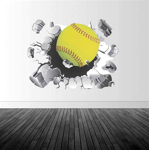 Softball Wall Decal Busting Wall Decal Sports Ball Decal Girls