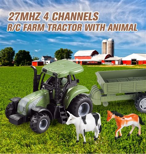 Remote Control Tractor Trailer 27mhz 4ch Rc Farm Tractor Remote Control ...