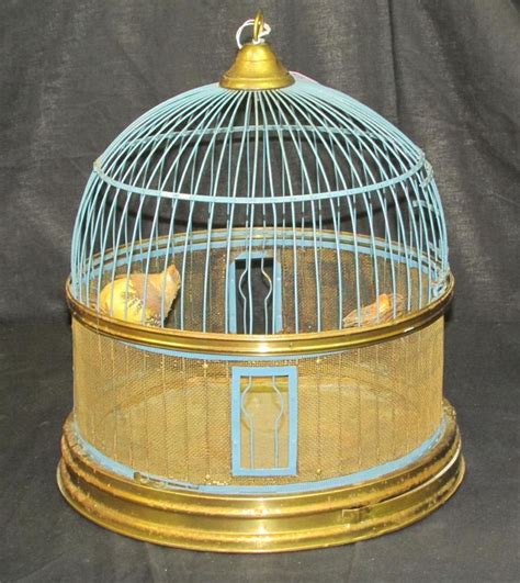 Vintage Hendryx Brass Steel Canary Bird Cage Art Deco Victorian