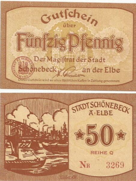 50 Pfennig Schönebeck Ville de Schönebeck an der Elbe Numista