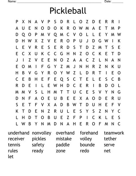 Pickleball Word Search Wordmint