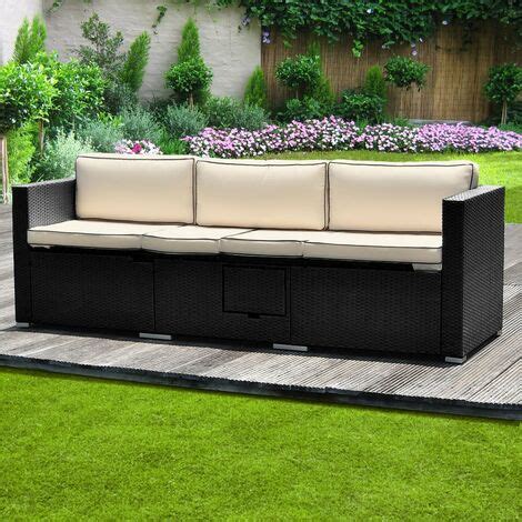 Casaria Gartenliege Polyrattan Sitzer Mit Tisch Klappbar Fach