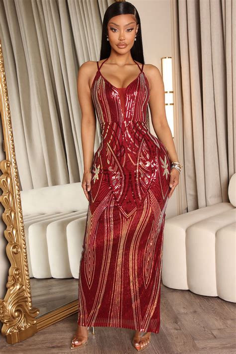 Amber Sequin Maxi Dress Wine Fashion Nova Dresses Fashion Nova