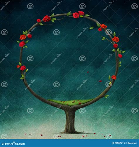 Ronde Boom Met Rozen Stock Illustratie Illustration Of Milieu 28587715