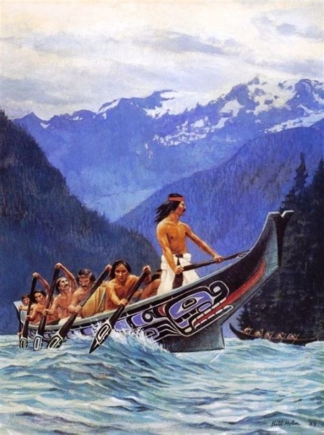 Depiction Of A Kwakiutl Canoe Rowing Down Kingcome Inlet Near The Mouth Of Wakemari Soun