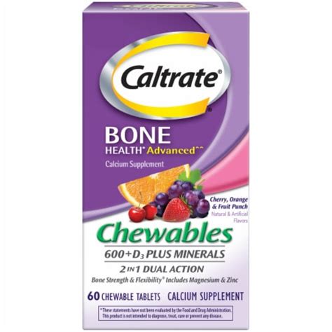 Caltrate Chewables 600 D3 Plus Minerals Calcium Vitamin D Supplement