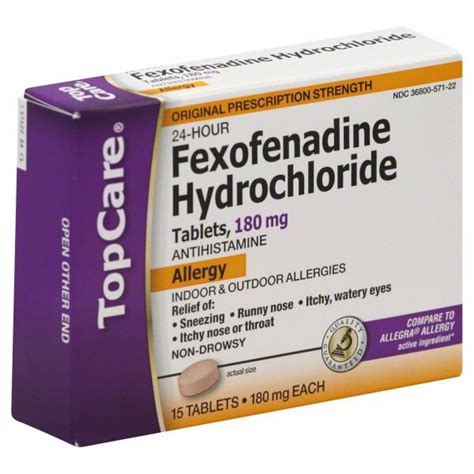 TopCare 24Hr Fexofenadine Hydrochloride 180mg Tablets | Hy-Vee Aisles ...