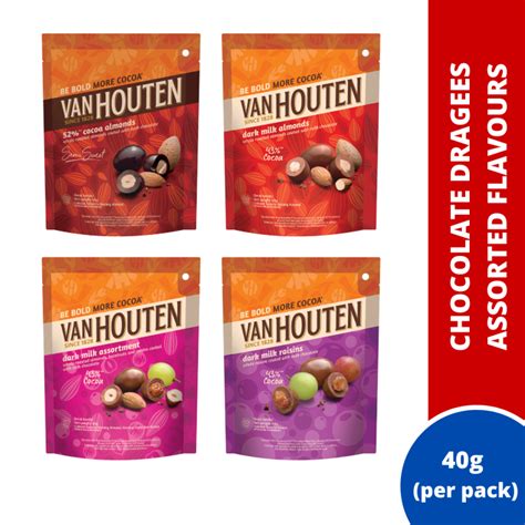 Van Houten Dark Milk Chocolate Dragees Assorted Flavors 40g Dark Milk