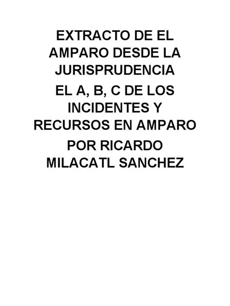 Extracto De El Amparo Desde La Jurisprudencia Pdf Sentencia Ley Ley Procesal