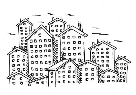 Premium Vector | A sketch of a city with a lot of buildings.