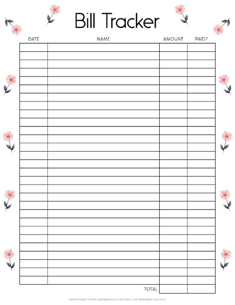 monthly-bill-tracker-printable7 - Lemons & Lattes