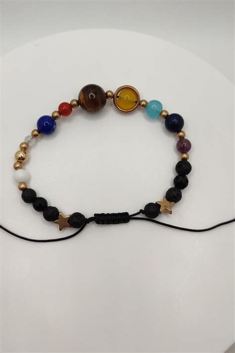 Solar System The Eight Planets Natural Stone Bead Bracelet Universe