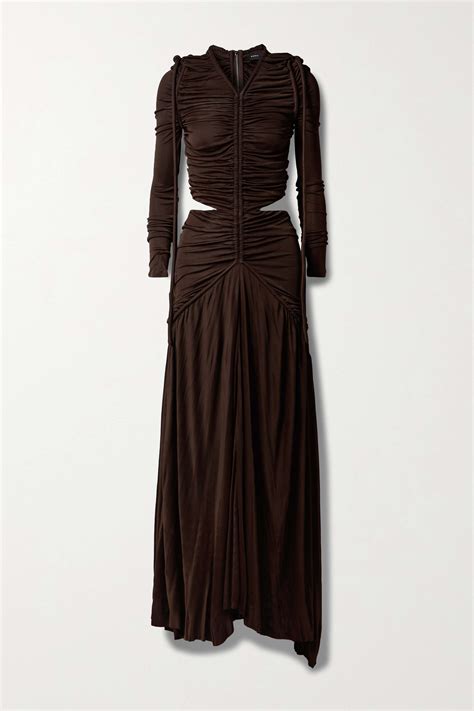 Dark Brown Cutout Ruched Jersey Maxi Dress PROENZA SCHOULER NET A