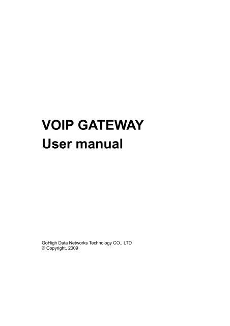 VOIP GATEWAY User Manual