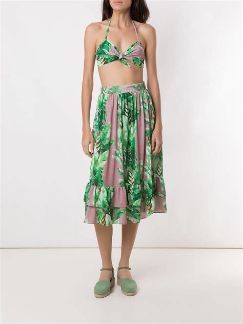 Amir Slama Floral Print Bikini Set Green FARFETCH