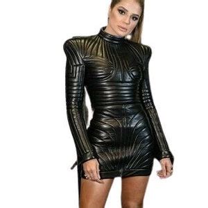 Handmade Women S Lamb Skin Leather Celebrity Dress Women S Quilted