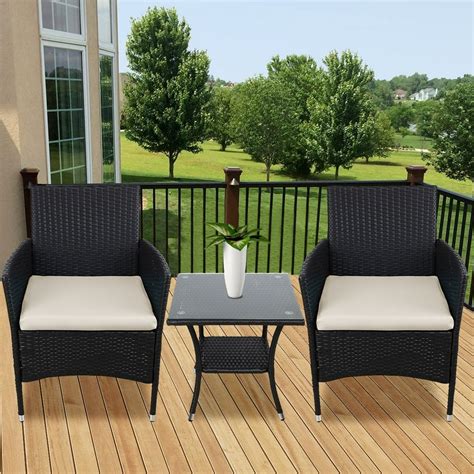 Wicker Bistro Set 3 Piece All Weather Outdoor Patio Furniture Sets