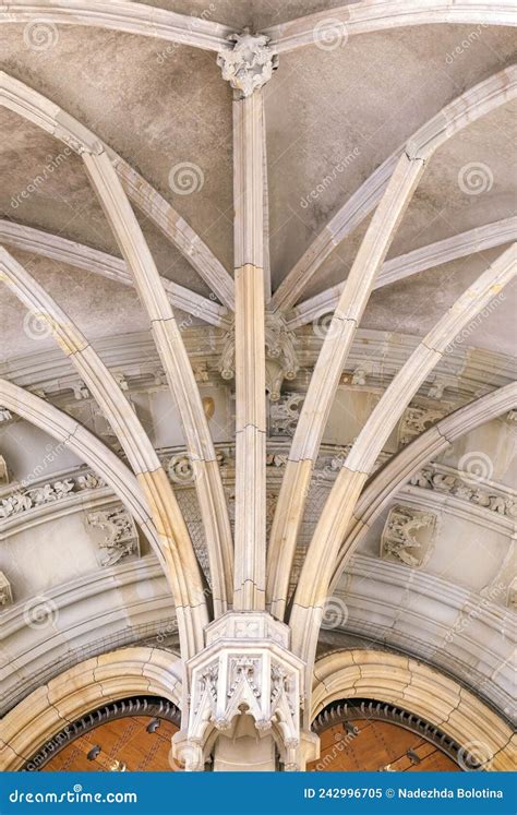 Rib vault in gothic style stock image. Image of temple - 242996705