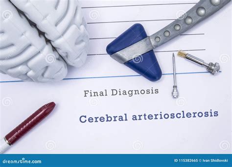 Printed Medical Form with Diagnosis Cerebral Arteriosclerosis with the ...