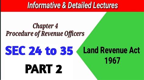 SEC 24 To 35 OF LAND REVENUE ACT 1967 I Procedure Of Revenue Officers