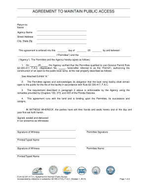 Fillable Online Dep State Fl Form 62 341 417 1 Agreement To Maintain