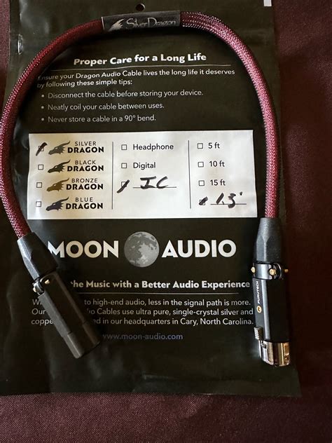 Sold 1 5ft Moon Audio Silver Dragon V2 XLR Interconnect Headphone