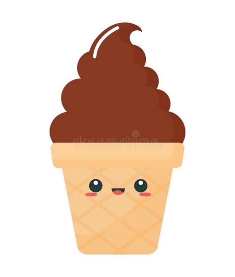 Kawaii Chocolate Ice Cream Stock Vector Illustration Of Cute