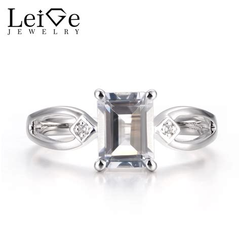 Leige Jewelry Natural White Topaz Rings November Birthstone Promise