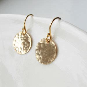 Hammered Rolled Gold Disc Earrings By Hazey Designs