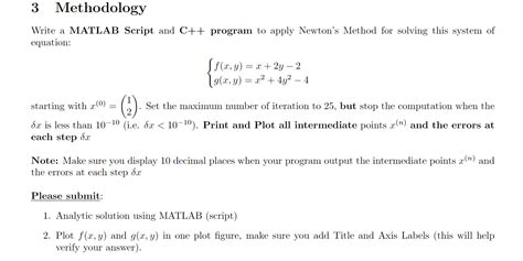 Solved 3 Methodology Write A Matlab Script And C Program