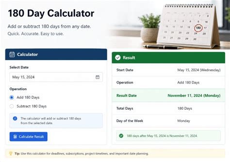 180 Day Calculator - What Date is 180 Days from Today?