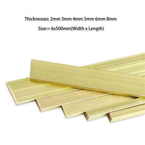 [hot K] Length 500mm H59 Brass Flat Bar Plate Strip Thicknesses 2mm 3mm 4mm 5mm 6mm 8mm Pure