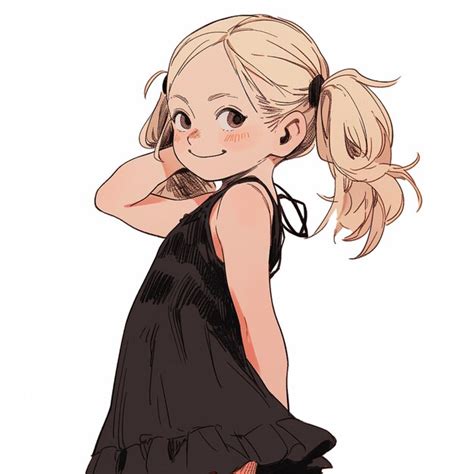 Premium Photo | Anime girl with ponytail in black dress looking at ...