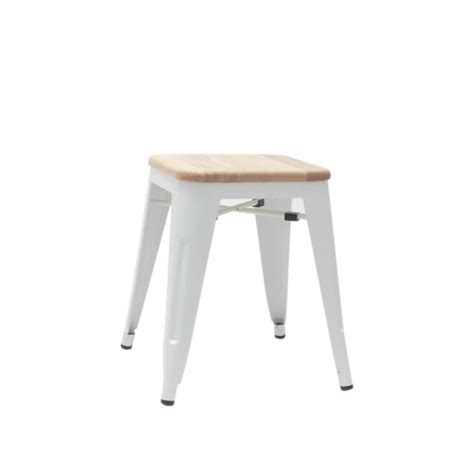 Ripley Taburete Tolix R Plica Asiento Madera Rematime Blanco