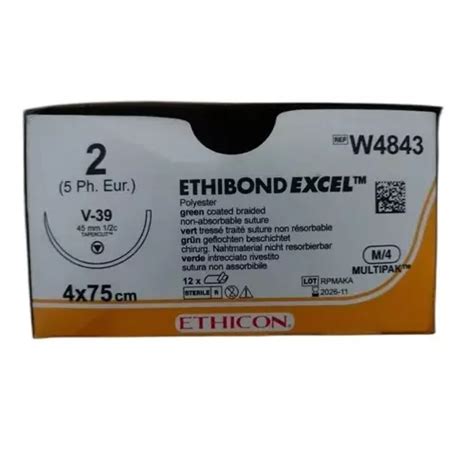 Buy Ethicon 75 Cm Green Ethibond Excel 2 Green Braided Suture W4843