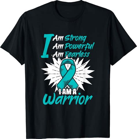 A Warrior Teal Ribbon Ovary Support Ovarian Cancer T Shirt